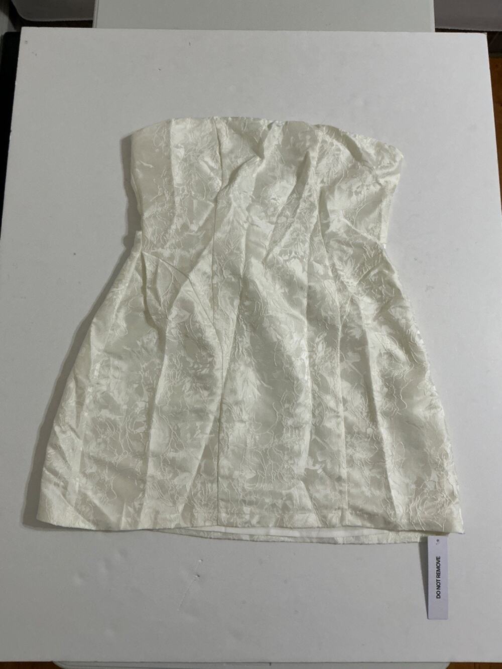 Princess Polly Heaven Sent Strapless Mini Dress White US 8 Jacquard Lace-Up NWT
